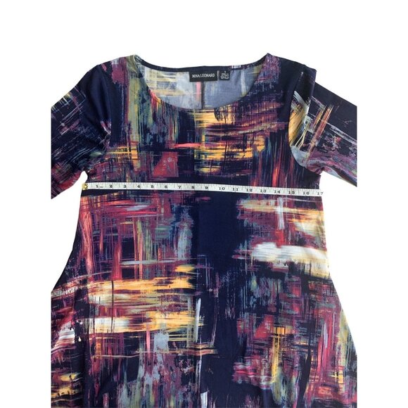 Nina Leonard Womens Abstract Print Swing Dress With Pockets Size Small - Picture 4 of 12